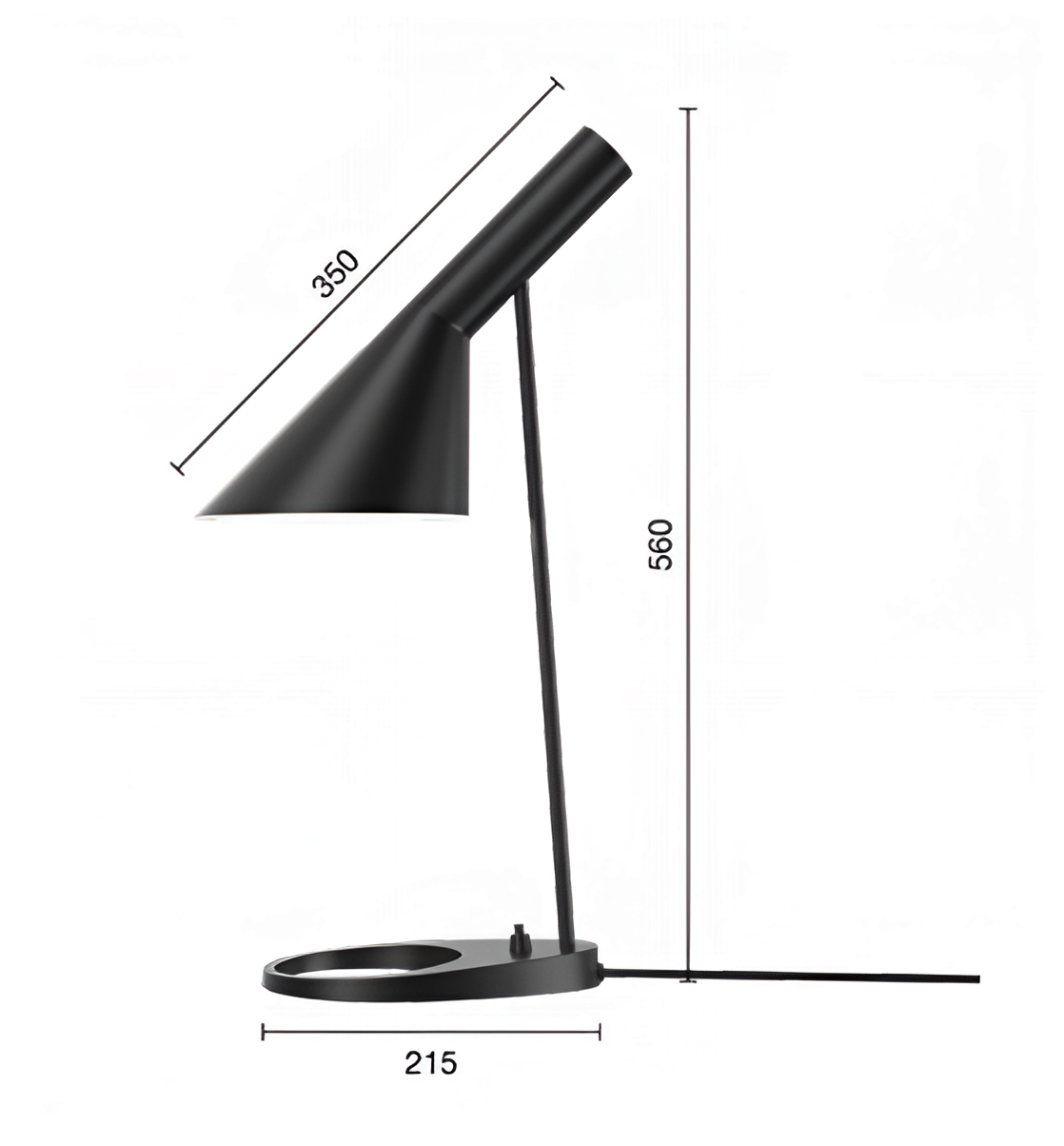 Технические данные и чертежи Настольная лампа модель AJ Table Lamp от фабрики Louis Poulsen